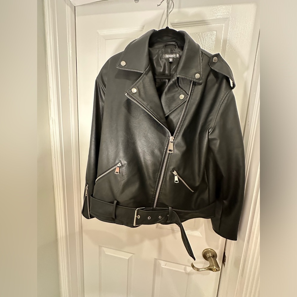 Preloved: Missguided oversized faux leather biker jacket